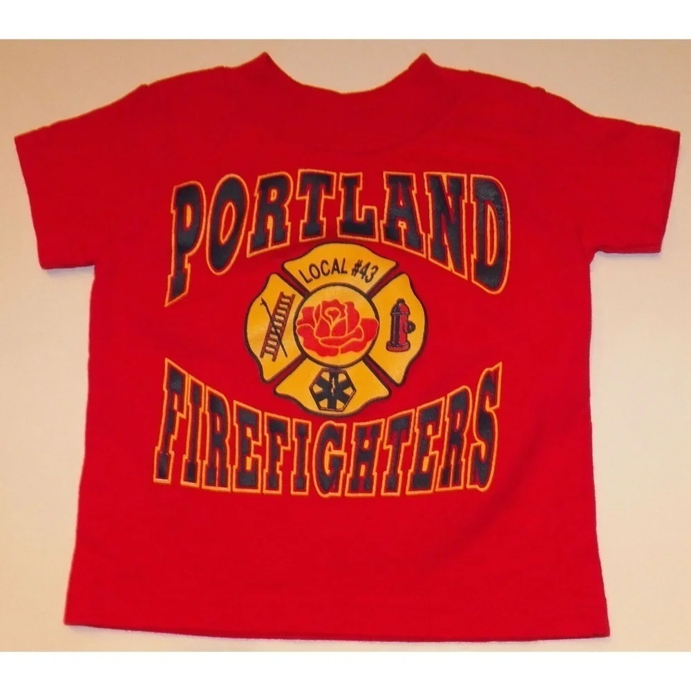 Portland Firefighters Red Shirt Baby Size 12 Months Halloween Local #43 Oregon